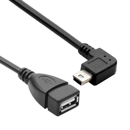 90 Degree Mini USB Male to USB 2.0 AF Adapter Cable with OTG Function, Length: 13cm(Black) -  by buy2fix | Online Shopping UK | buy2fix