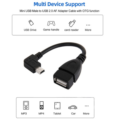 90 Degree Mini USB Male to USB 2.0 AF Adapter Cable with OTG Function, Length: 13cm(Black) -  by buy2fix | Online Shopping UK | buy2fix