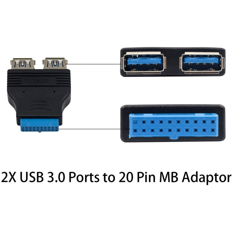 2 x USB 3.0 AF to 20 Pin Adapter - USB 3.0 by buy2fix | Online Shopping UK | buy2fix