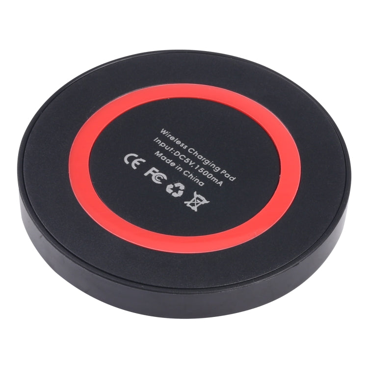 Universal QI Standard Round Wireless Charging Pad (Black + Red) - Wireless Charger by buy2fix | Online Shopping UK | buy2fix