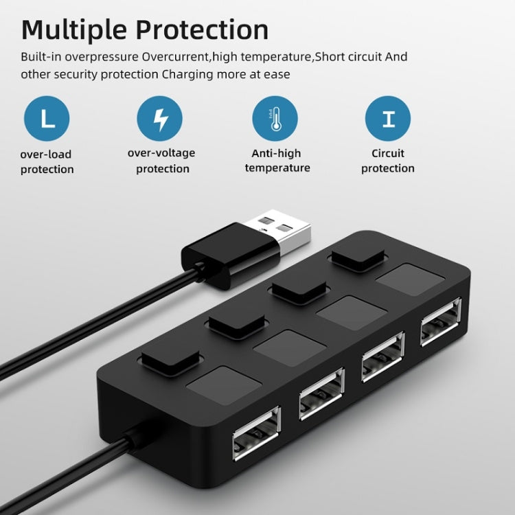 4 Ports USB 2.0 HUB with 4 Switch(White) - Computer & Networking by buy2fix | Online Shopping UK | buy2fix