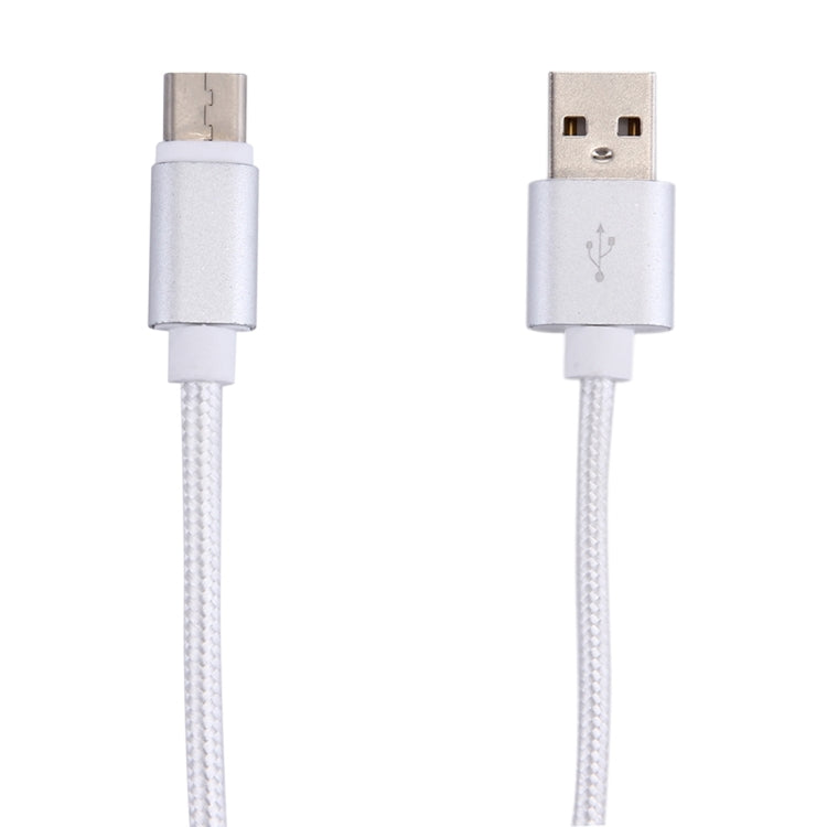 Woven Style USB-C / Type-C 3.1 Male to USB 2.0 Male Data Sync Charging Cable, Cable Length: 20cm(Silver) - USB-C & Type-C Cable by buy2fix | Online Shopping UK | buy2fix