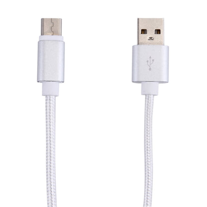 Woven Style USB-C / Type-C 3.1 Male to USB 2.0 Male Data Sync Charging Cable, Cable Length: 20cm(Silver) - USB-C & Type-C Cable by buy2fix | Online Shopping UK | buy2fix