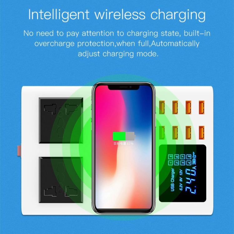 YC-CDA10W 10W Multi Port USB Intelligent Digital Display Fast Charging Wireless Charger, UK Plug - Multifunction Charger by buy2fix | Online Shopping UK | buy2fix