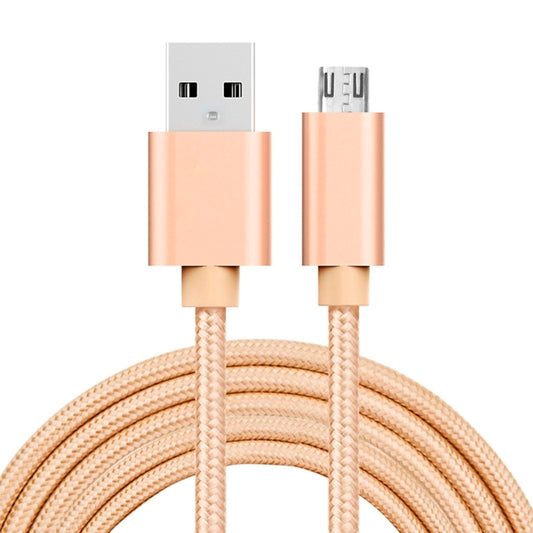 2m 3A Woven Style Metal Head Micro USB to USB Data / Charger Cable(Gold) - Micro USB Cable by buy2fix | Online Shopping UK | buy2fix