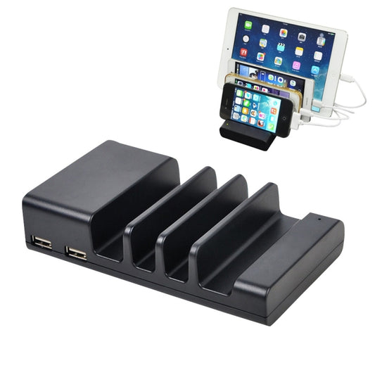 YM-UD04(5.1A) 4-Port USB Charging Dock Docking Station, For iPhone, iWatch, iPad, Galaxy, Tablets, US Plug, UK Plug, EU Plug, AU Plug(Black) - Multifunction Charger by buy2fix | Online Shopping UK | buy2fix