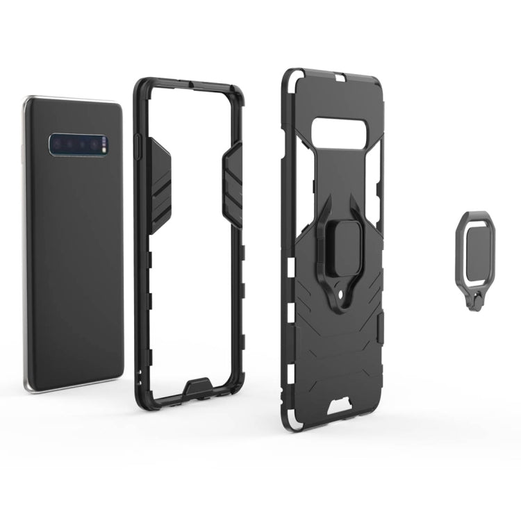PC + TPU Shockproof Protective Case for Samsung Galaxy S10 Plus, with Magnetic Ring Holder(Black) - Samsung Accessories by buy2fix | Online Shopping UK | buy2fix