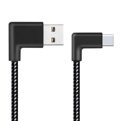 20cm 2A USB to USB-C / Type-C Nylon Weave Style Double Elbow Data Sync Charging Cable - USB-C & Type-C Cable by buy2fix | Online Shopping UK | buy2fix