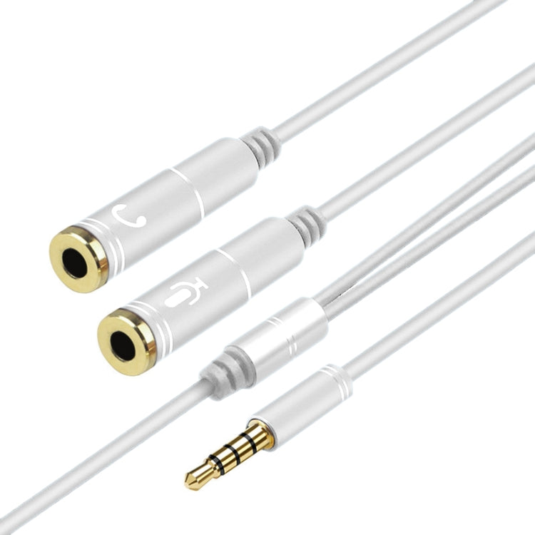 2 in 1 3.5mm Male to Double 3.5mm Female TPE High-elastic Audio Cable Splitter, Cable Length: 32cm(Silver) - Cable & Splitter by buy2fix | Online Shopping UK | buy2fix