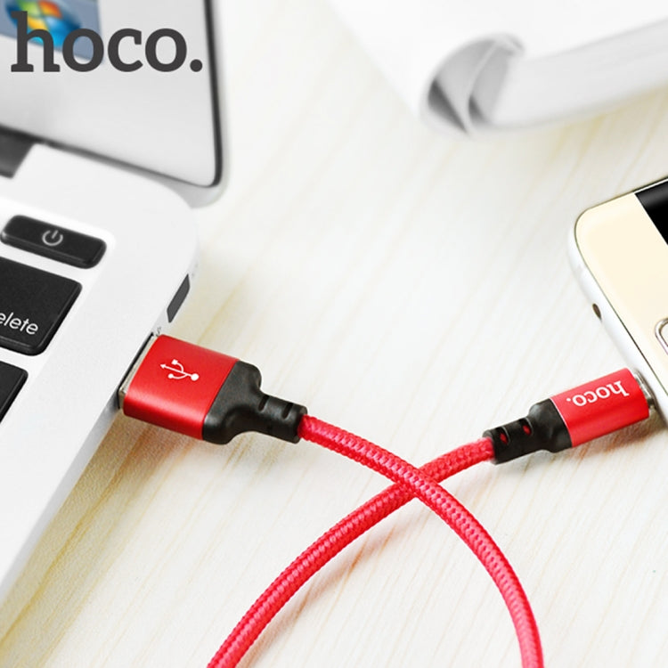 hoco X14 2m Nylon Braided Aluminium Alloy Micro USB to USB Data Sync Charging Cable(Red) - Micro USB Cable by hoco | Online Shopping UK | buy2fix