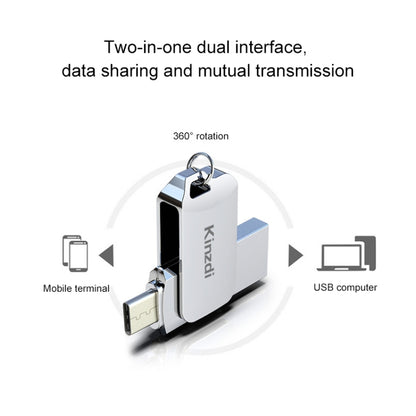 Kinzdi 32GB USB + Type-C Interface Metal Twister Flash Disk V8 (Silver) - USB Flash Drives by Kinzdi | Online Shopping UK | buy2fix