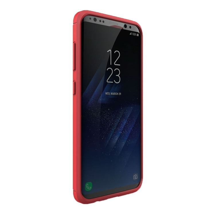 For Galaxy S8 Brushed Carbon Fiber Texture Shockproof TPU Protective Cover Case (Red) - Samsung Accessories by buy2fix | Online Shopping UK | buy2fix