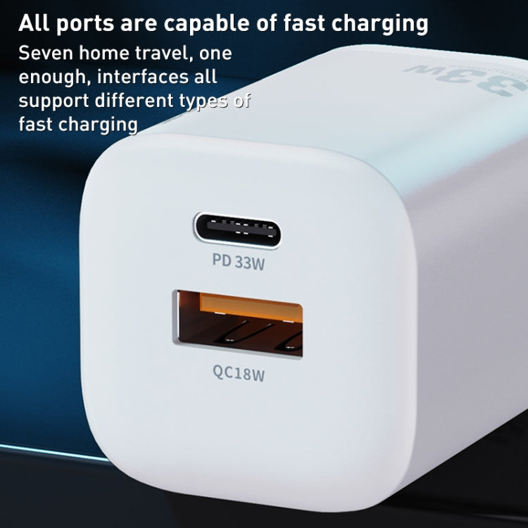 WK WP-U140 33W Power Series USB+USB-C/Type-C Fast Charger, Specifications: UK Plug(White) - Apple Accessories by WK | Online Shopping UK | buy2fix