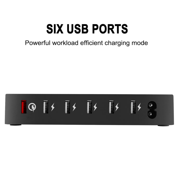 008QC Multi-function DC5V/9A QC18W Output 6 Ports USB Detachable Charging Station Smart Charger, Support QC3.0(Black) - Multifunction Charger by buy2fix | Online Shopping UK | buy2fix