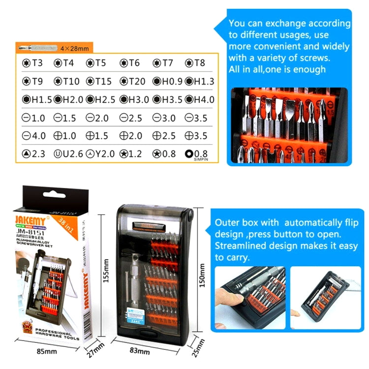 JAKEMY JM-8151 38 in 1 Screwdriver Tools Set Precision Screwdriver Set Repair Tool Hand Tools - Screwdriver Set by JAKEMY | Online Shopping UK | buy2fix