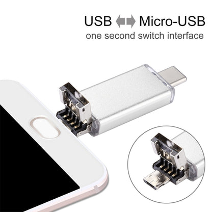 16GB 3 in 1 USB-C / Type-C + USB 2.0 + OTG Flash Disk, For Type-C Smartphones & PC Computer(Silver) - U Disk & Card Reader by buy2fix | Online Shopping UK | buy2fix