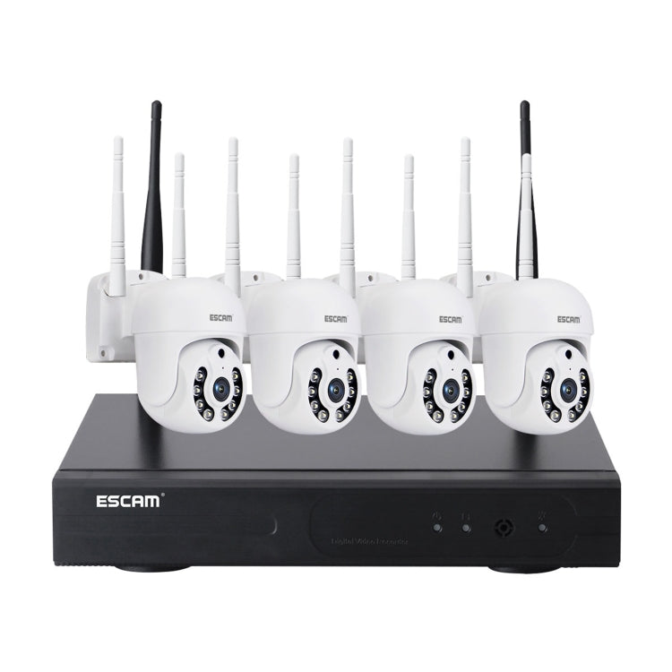 ESCAM WNK714 3.0 Million Pixels 4-channel HD Dome Camera NVR Wireless Monitoring Kit, UK Plug - Video Recorder Kit by ESCAM | Online Shopping UK | buy2fix