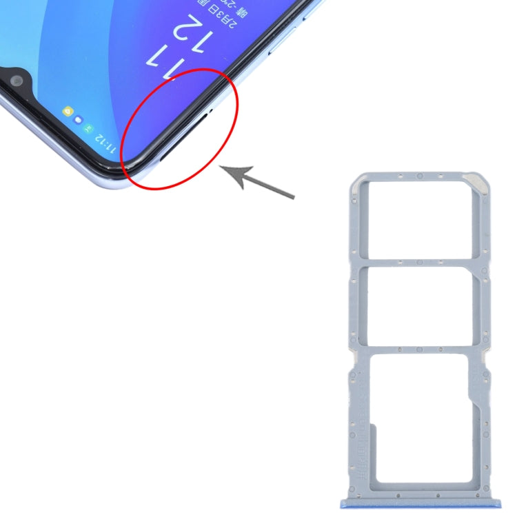 For OPPO A55 5G / A53S 5G SIM Card Tray + SIM Card Tray + Micro SD Card Tray (Blue) - Card Socket by buy2fix | Online Shopping UK | buy2fix