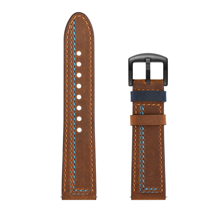 22mm For Huawei Watch GT2e / GT2 46mm Zigzag Leather Watch Band(Brown) - Smart Wear by buy2fix | Online Shopping UK | buy2fix
