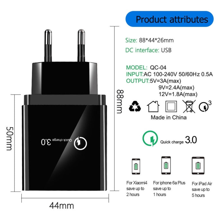 30W QC 3.0 USB + 3 USB 2.0 Ports Mobile Phone Tablet PC Universal Quick Charger Travel Charger, EU Plug(White) - Mobile Accessories by buy2fix | Online Shopping UK | buy2fix