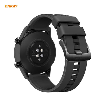 For Huawei Watch GT 2 46mm ENKAY Hat-Prince ENK-AC8202 Full Coverage PC Frosted Case + 9H Tempered Glass Protector(Black) - Watch Cases by ENKAY | Online Shopping UK | buy2fix