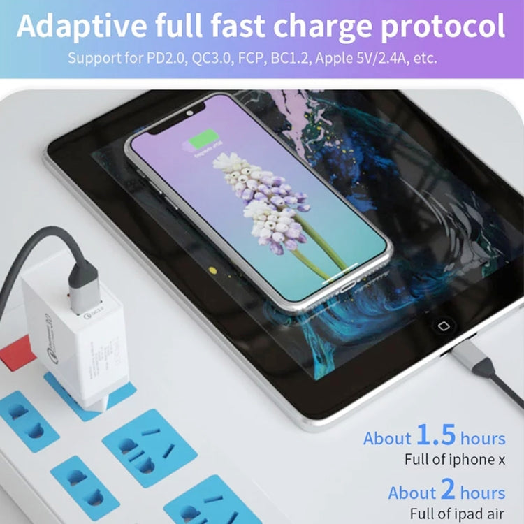 SDC-18W 18W PD + QC 3.0 USB Dual Fast Charging Universal Travel Charger with USB to Micro USB Fast Charging Data Cable, AU Plug - Mobile Accessories by buy2fix | Online Shopping UK | buy2fix