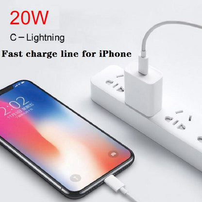 PD 20W Single USB-C / Type-C Port Travel Charger + 3A PD3.0 USB-C / Type-C to 8 Pin Fast Charge Data Cable Set, US Plug 1.5m - Apple Accessories by buy2fix | Online Shopping UK | buy2fix