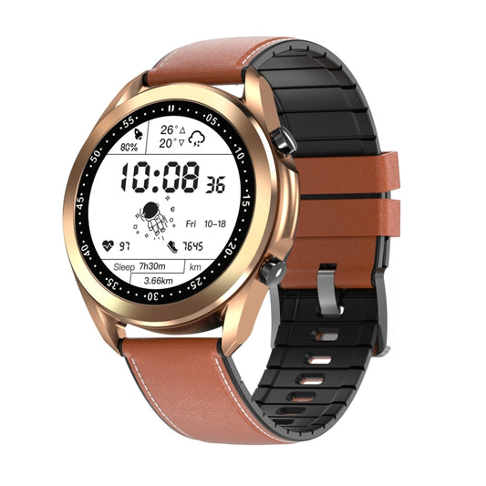 DW95 1.28 inch Color Screen Smart Watch, IP67 Waterproof,Leather Watchband,Support Bluetooth Call/Heart Rate Monitoring/Blood Pressure Monitoring/Blood Oxygen Monitoring/Sleep Monitoring(Gold) - Smart Wear by buy2fix | Online Shopping UK | buy2fix