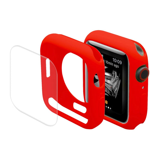 ENKAY Hat-Prince Protective TPU Watch Case + Full Coverage PET Screen Protector Film For Apple Watch Series 8 / 7 41mm(Red) - Watch Cases by ENKAY | Online Shopping UK | buy2fix