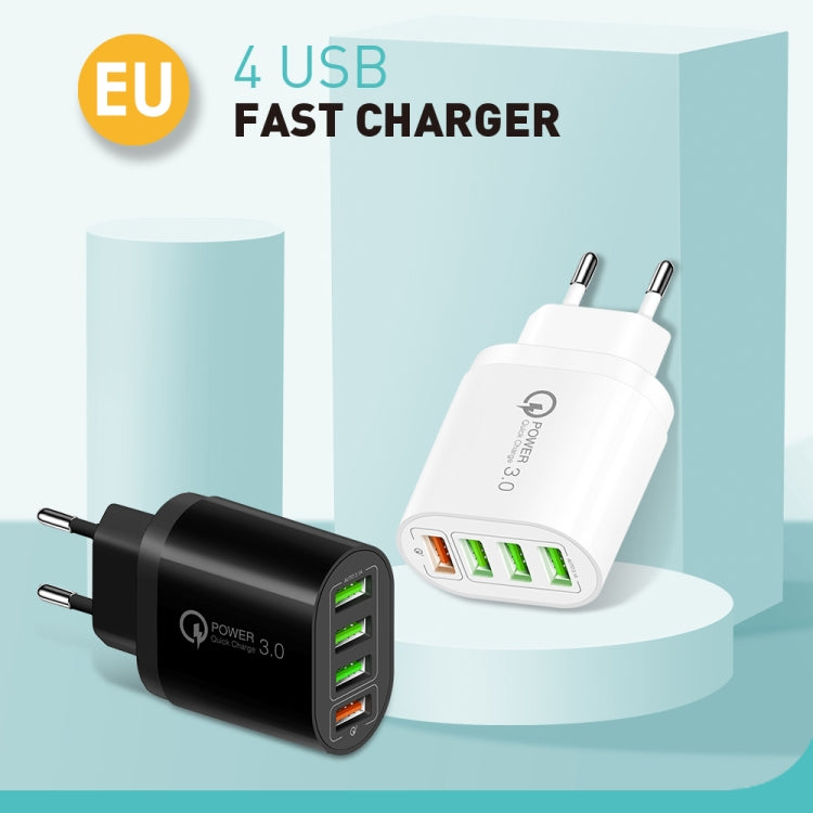 QC-04 QC3.0 + 3 x USB 2.0 Multi-ports Charger for Mobile Phone Tablet, EU Plug(White) - Mobile Accessories by buy2fix | Online Shopping UK | buy2fix
