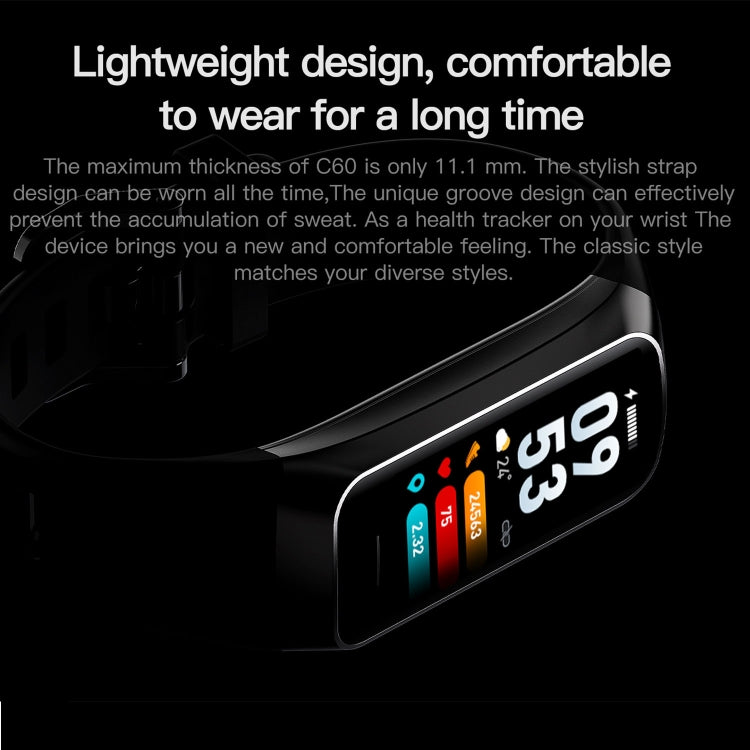 C60 IP67 Waterproof 1.1 inch Smart Fitness Band(Pink) - Smart Wear by buy2fix | Online Shopping UK | buy2fix