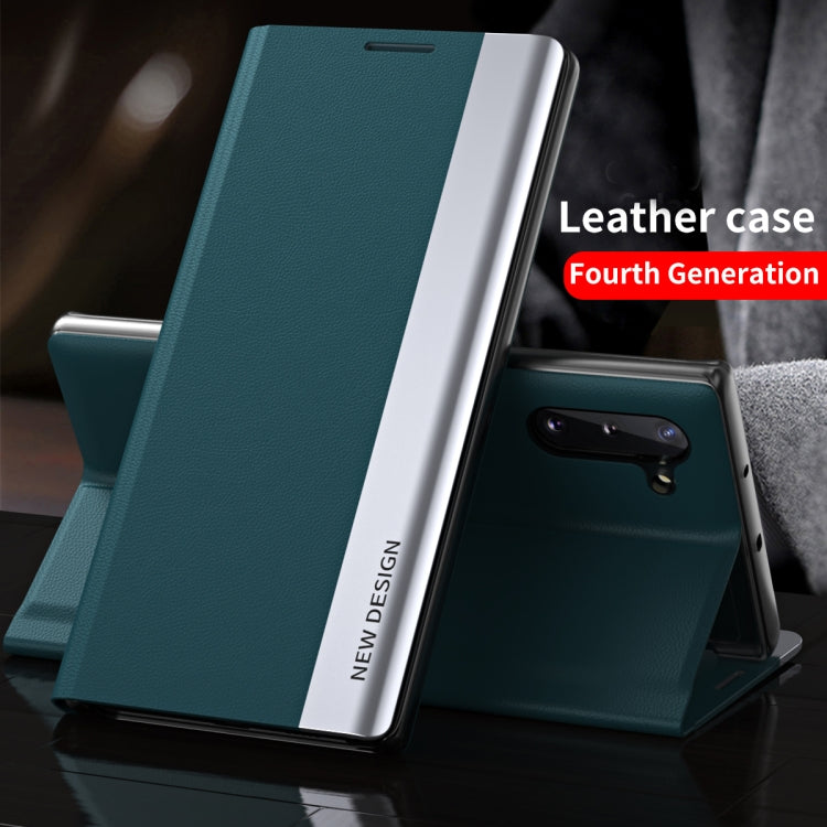 For Samsung Galaxy A53 5G Side Electroplated Magnetic Flip Leather Case with Holder(Green) - Samsung Accessories by buy2fix | Online Shopping UK | buy2fix