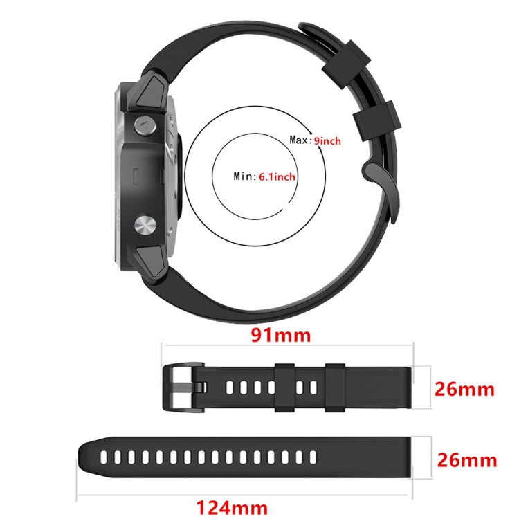 For Garmin Fenix 3 HR 26mm Silicone Watch Band(Black) - Watch Bands by buy2fix | Online Shopping UK | buy2fix