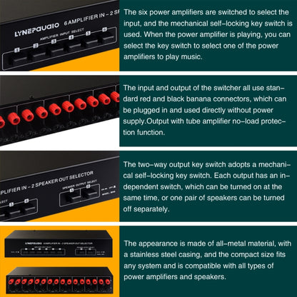 6 In 2 Out 300W Power Amplifier Switcher Loudspeaker Switch Distribute Device -  by buy2fix | Online Shopping UK | buy2fix