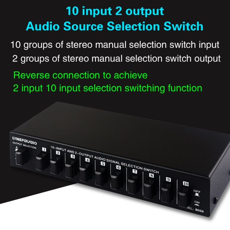 B059 10 In 2 Out / 2 In 10 Out 2-Way RCA Switch Audio Frequency Signal Select Shift Device Loudspeaker Box - Consumer Electronics by buy2fix | Online Shopping UK | buy2fix