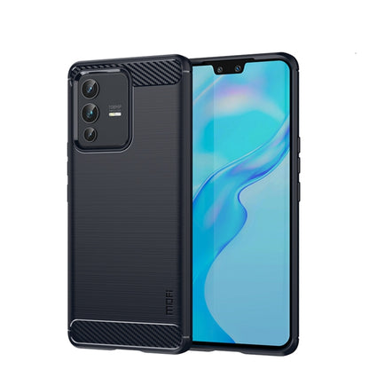 For vivo V23 5G/S12 MOFI Gentleness Series Brushed Texture Carbon Fiber Soft TPU Phone Case(Blue) - vivo Cases by MOFI | Online Shopping UK | buy2fix