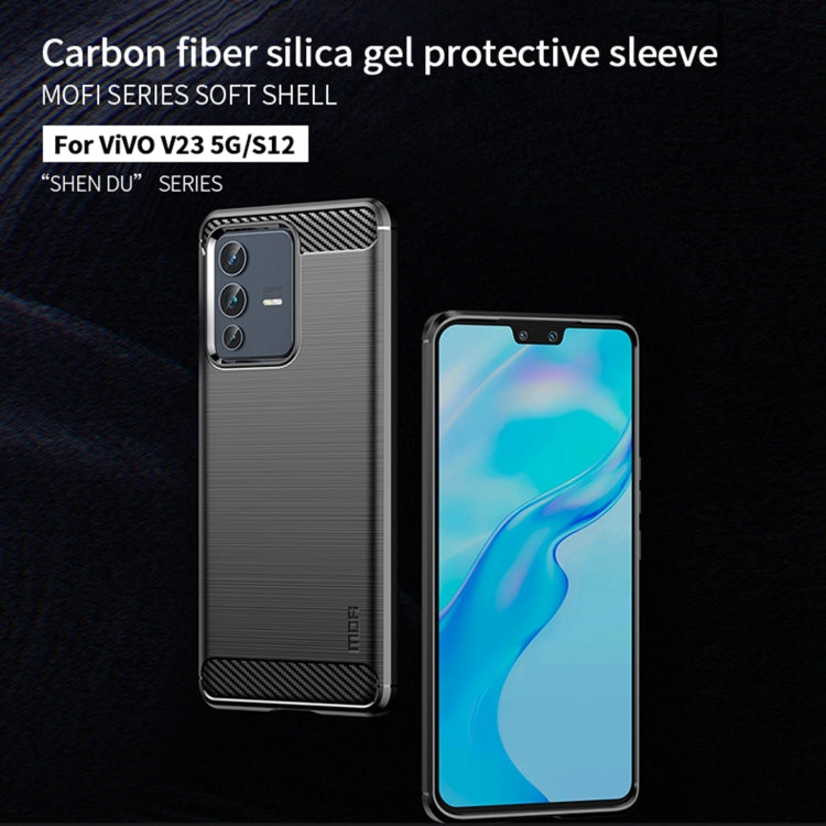 For vivo V23 5G/S12 MOFI Gentleness Series Brushed Texture Carbon Fiber Soft TPU Phone Case(Blue) - vivo Cases by MOFI | Online Shopping UK | buy2fix