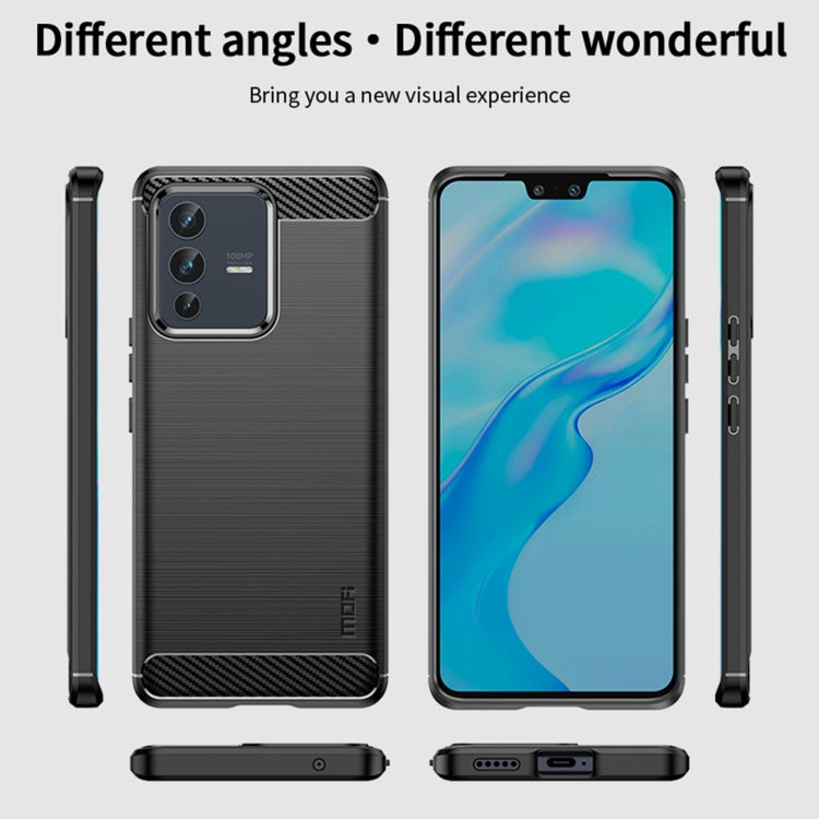 For vivo V23 5G/S12 MOFI Gentleness Series Brushed Texture Carbon Fiber Soft TPU Phone Case(Blue) - vivo Cases by MOFI | Online Shopping UK | buy2fix