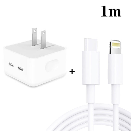 SDC-40W Dual PD USB-C / Type-C Ports Charger with 1m Type-C to 8 Pin Data Cable, US Plug - Apple Accessories by buy2fix | Online Shopping UK | buy2fix