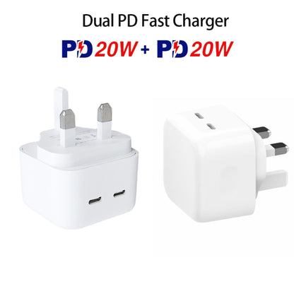 SDC-40W Dual PD USB-C / Type-C Ports Charger with 1m Type-C to Type-C Data Cable, UK Plug - Mobile Accessories by buy2fix | Online Shopping UK | buy2fix