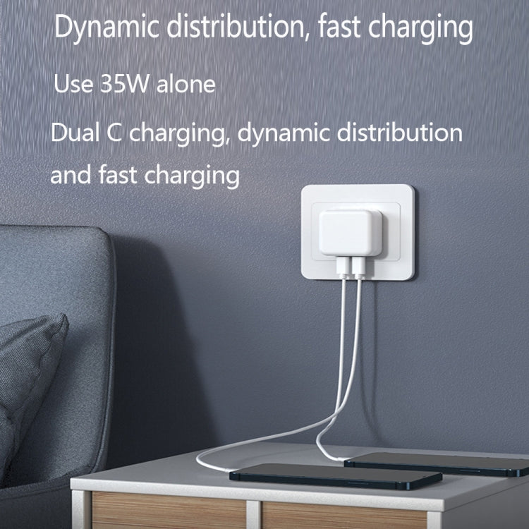 PD 35W Dual USB-C / Type-C Ports Charger with 1.5m Type-C to 8 Pin Data Cable, UK Plug - USB Charger by buy2fix | Online Shopping UK | buy2fix