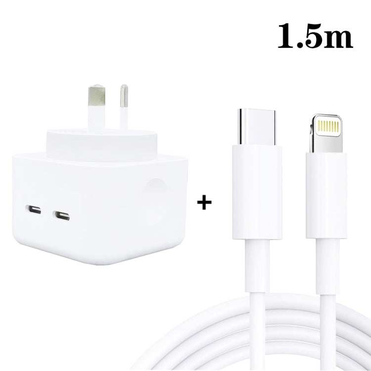 SDC-40W Dual PD USB-C / Type-C Ports Charger with 1.5m Type-C to 8 Pin Cable, AU Plug - Apple Accessories by buy2fix | Online Shopping UK | buy2fix