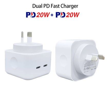 SDC-40W Dual PD USB-C / Type-C Ports Charger with 1.5m Type-C to 8 Pin Cable, AU Plug - Apple Accessories by buy2fix | Online Shopping UK | buy2fix