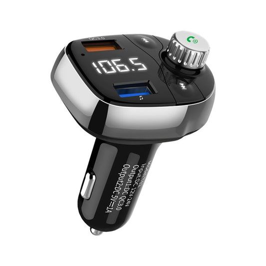 T62 Dual USB QC 3.0 Fast  Charger Bluetooth 5.0 Adapter MP3 Player Handsfree Car Kit FM Transmitter - In Car by buy2fix | Online Shopping UK | buy2fix