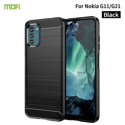 For Nokia G11 / G21 MOFI Gentleness Series Brushed Texture Carbon Fiber Soft TPU Case(Black) - Nokia Cases by MOFI | Online Shopping UK | buy2fix