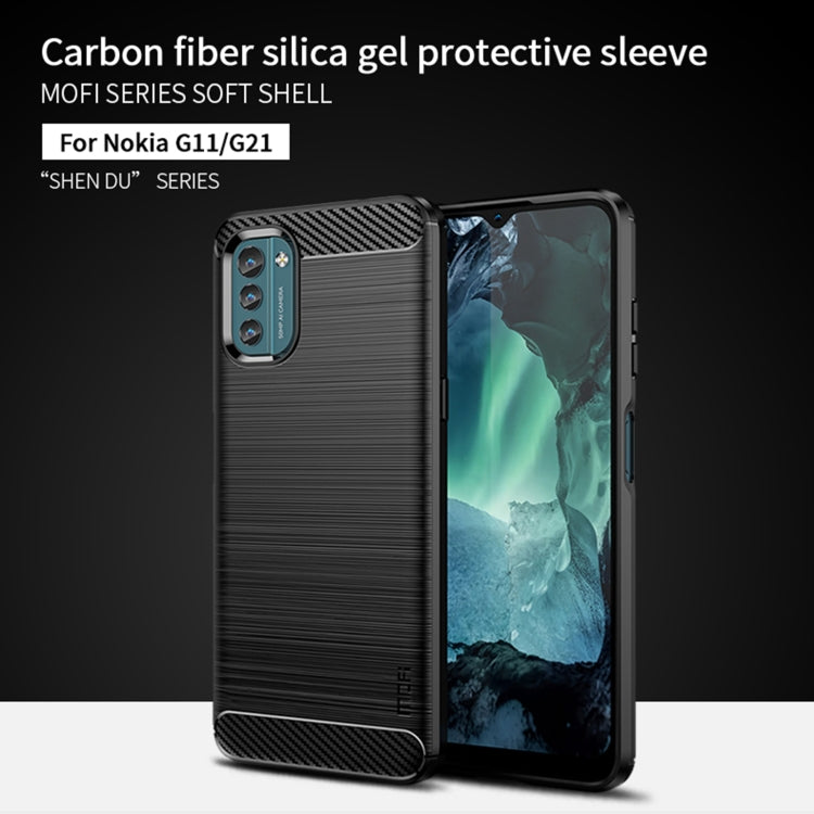 For Nokia G11 / G21 MOFI Gentleness Series Brushed Texture Carbon Fiber Soft TPU Case(Black) - Nokia Cases by MOFI | Online Shopping UK | buy2fix