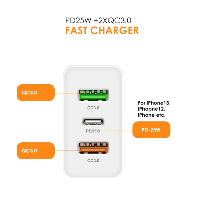 45W PD3.0 + 2 x QC3.0 USB Multi Port Quick Charger, EU Plug(White) - USB Charger by buy2fix | Online Shopping UK | buy2fix