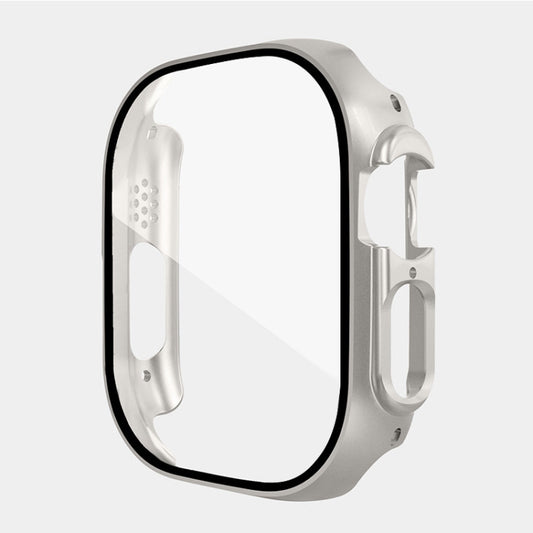 For Apple Watch Ultra / Ultra 2 49mm ENKAY PC Frame 9H Tempered Glass Case(Starlight Silver) - Watch Cases by ENKAY | Online Shopping UK | buy2fix