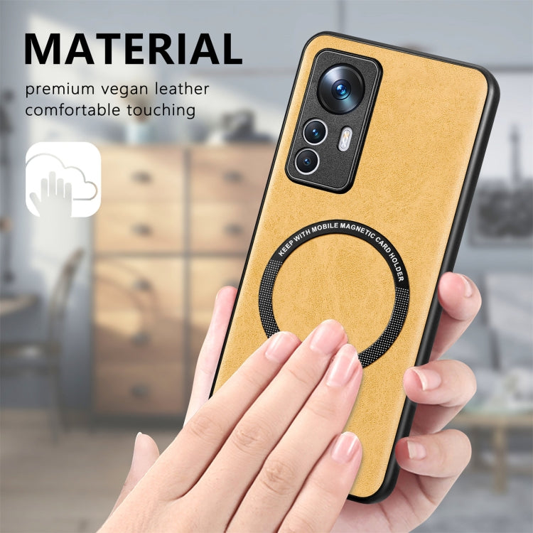 For Xiaomi 12T Solid Color Magsafe Leather Phone Case(Yellow) - Xiaomi Cases by buy2fix | Online Shopping UK | buy2fix