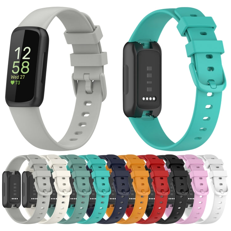 For Fitbit Inspire 3 Solid Color Silicone Watch Band, Size:S(White) - Watch Bands by buy2fix | Online Shopping UK | buy2fix